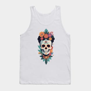 Frida's Floral Sugar Skull: Illustrated Tribute Tank Top